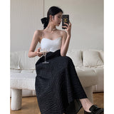 Black and White Dress French Hepburn Style Color Matching Suspender Dress