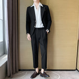 Seersucker Suit Striped Suit Cropped Pants Two-Piece Suit