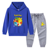 Children Pokemon Pikachu Hoodie & Pant Set Hooded Sweater Trousers Cotton Suit