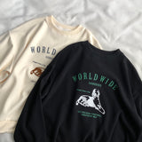 Diana Harvard Sweatshirt Cartoon Towel Embroidery Letter Printed Sweatshirt Female Leisure Pullover