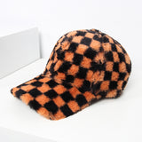 Vintage Check Baseball Cap Black and White Plaid