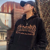 Thrasher Hoodie Loose Hooded Sweater for Men and Women Fall Winter Men's