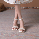 Nude Block Heel Sandals