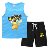 Children Pokemon Pikachu Tshirts & Shorts Vest Middle Pants Sports Casual Thin Two Pieces