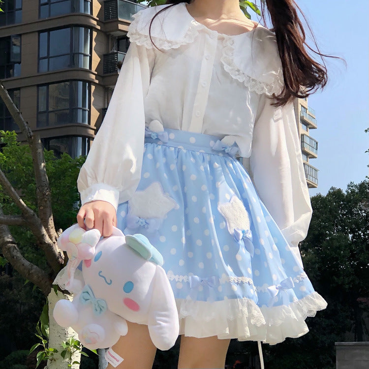 Gothic Lolita Harajuku Style Clothing Student Versatile Long Sleeve Sailor Collar Solid Color Inner Wear