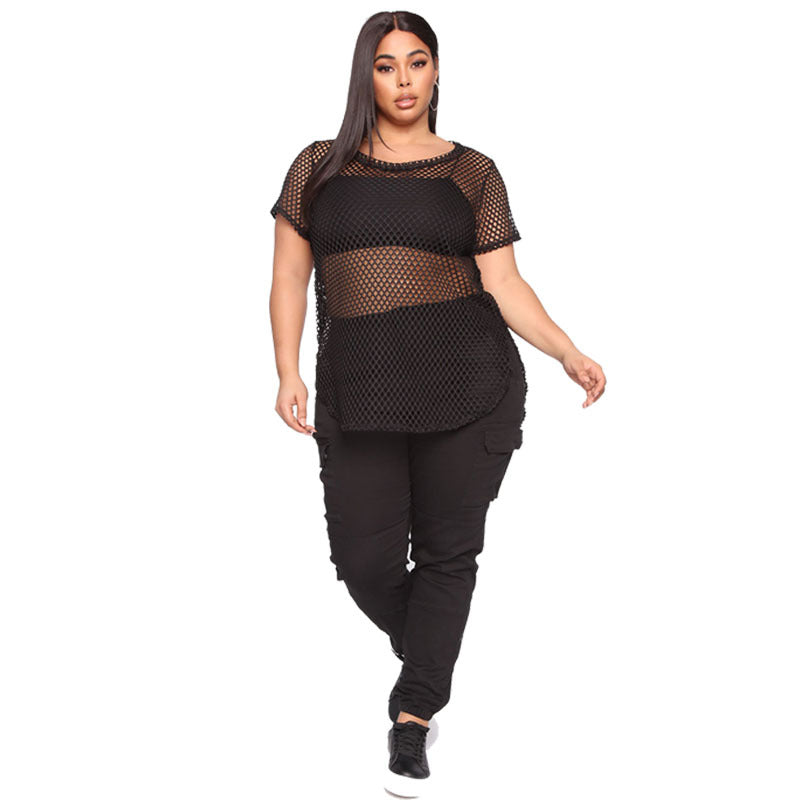 Nina Parker Dresses Sexy Mesh Hollow Loose Cover Dress