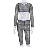 Kesha Black Dress Sexy Lace See-through Navel Contrast Color Suit for Women