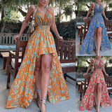 Women Bohemian Dress Spring and Summer Sexy Printed Dress