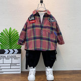 Toddler Boys Sweater Boys' Plaid Shirt Spring Pure Cotton
