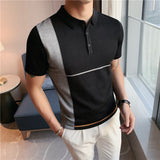 Men Short Sleeve T-Shirt Stretch Casual Polo Collar T-shirt