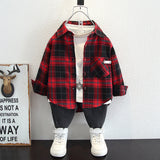 Toddler Boys Sweater Boys' Plaid Shirt Spring and Autumn