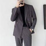 Double Brewed Seersucker Suit Autumn Men's Suit Set Corduroy