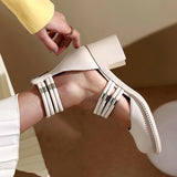 Nude Block Heel Sandals High Heel Casual Shoes