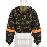 Nina Parker Camo Jacket Fashion Color Contrast Short Camouflage Jacket