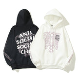 Skeleton Hoodie ASSC Printing plus Velvet Skull Men's and Women's Hoodie Hoodie