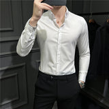 Men Shirts Casual Long Sleeve Shirt Slim Fit Business Suit Stretch Men's Shirt Clothes