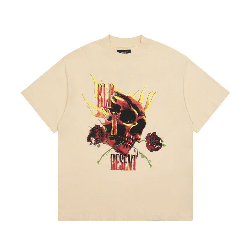 Present T Shirt Rose Skull Rock Band Distressed T-shirt Men