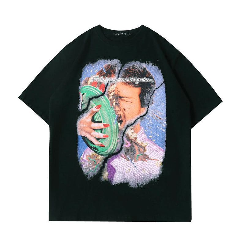 Men's T Shirt Summer Casual Tops Printed Short Sleeve T-shirt Men's round Neck Half Sleeve Street Fashion Loose Half-Sleeved T-shirt