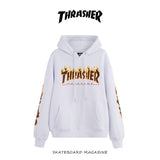 Thrasher Hoodie Fall/Winter Men's Women's Hoodie Brushed Hoody