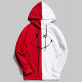 Smiley Face Hoodie Color Matching Stitching Casual Hoodie Jacket Stitching