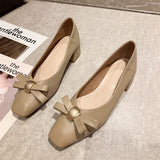 Nude Block Heel Sandals Bow High Heels