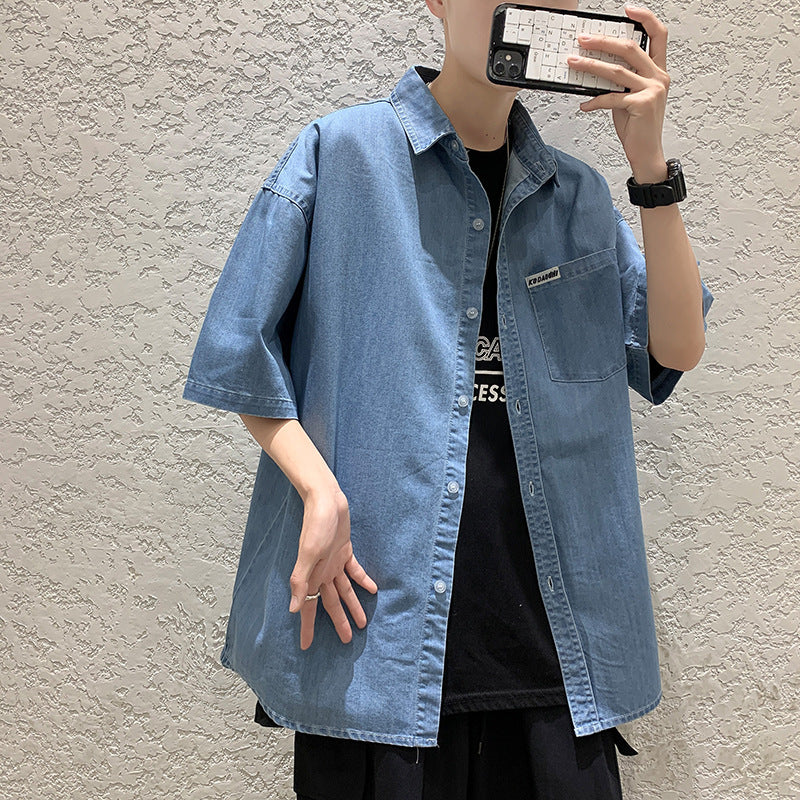 Denim Shirts Denim Short-Sleeved Shirt Men's Summer Casual