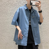Denim Shirts Denim Short-Sleeved Shirt Men's Summer Casual