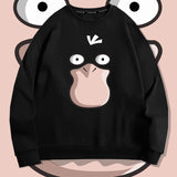 Men and Women Pokemon Pikachu Hoodie Pokémon Psyduck Crew Neck Pullover Sweatshirt