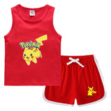 Children Pokemon Pikachu Tshirts & Shorts Casual Sweat Wicking Suit Neutral