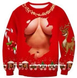 Black Christmas Sweater Christmas round Neck Sweater Casual Funny Santa Claus