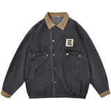 Corduroy Patch Jacket Color Stitching Turnover Neck Denim Jacket Men's Spring Jacket