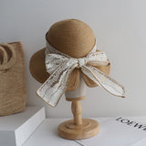 Straw Hat Lace Wide Brim Bucket Hat Bucket Hat