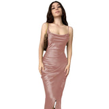 Nina Parker Dresses Sexy Dress Satin Slim Fit Backless Strap Dress