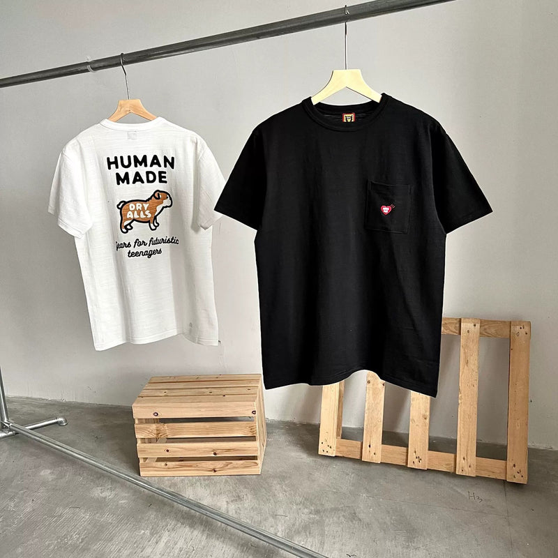 Human Made T-shirt Jarre Aero Bull Pattern Slub Cotton Pocket Embroidery Loose Couple