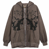 Skull Hoodie Loose Pockets Sweater Sports Zipper Cardigan Y2g Coat