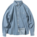 Denim Shirts Heavy Denim Shirt Men's Long Sleeve Casual Coat Top Loose