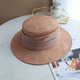 Straw Hat Hand-Woven Flat Straw Hat Women's Spring and Summer Top Hat