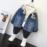 Toddler Boys Jackets Boys Autumn Clothing Hooded Denim Jacket Handsome