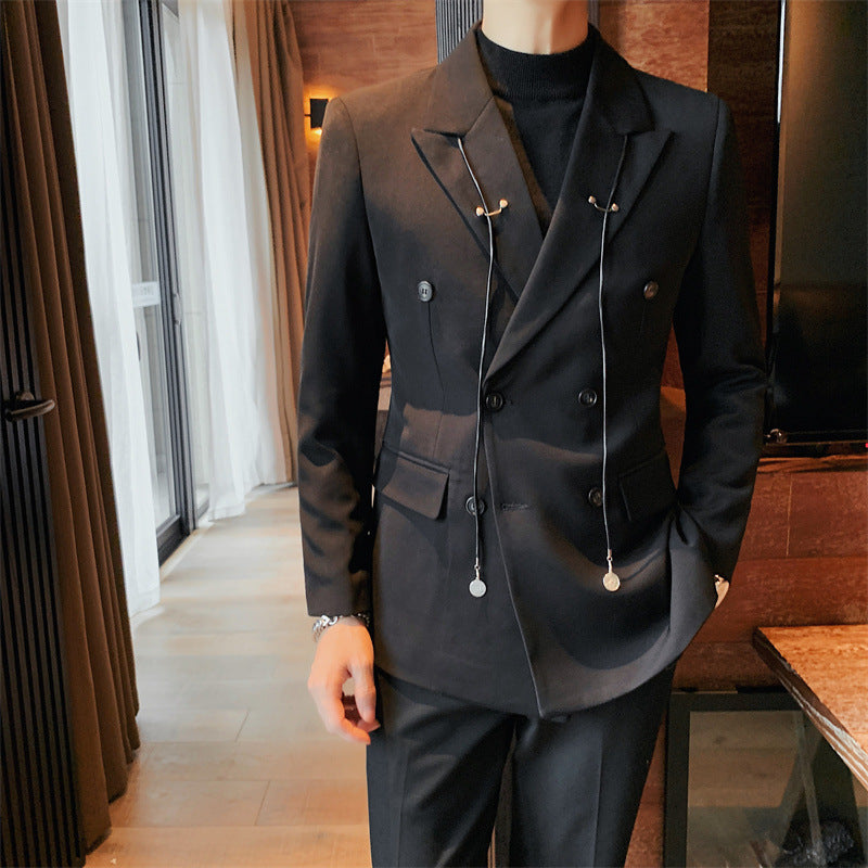 Double Brewed Seersucker Suit Autumn and Winter Suit Jacket Men's Casual