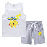 Children Pokemon Pikachu Tshirts & Shorts Vest Middle Pants Sports Casual Thin Two Pieces