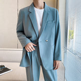 Double Brewed Seersucker Suit Men's Loose Solid Color Coat