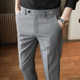 Men Trousers Business Letter Embroidery Small Suit Pants Men