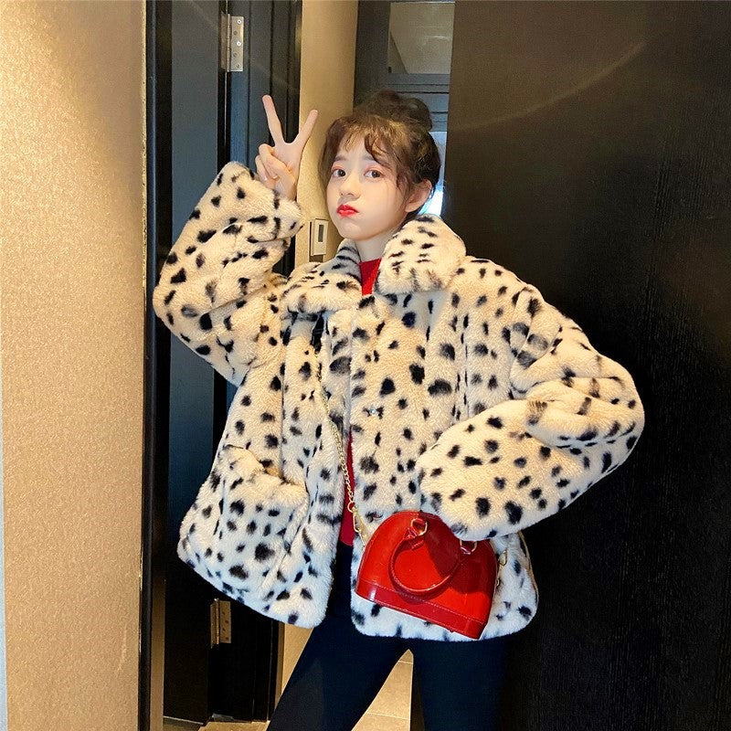 Dalmatian Coat Leopard Print Wool Coat