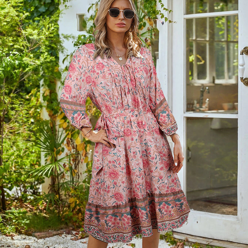 Beth Dutton Bohemian Dress Summer Spring Midi Dresses Cotton Lace Printed Dress