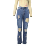 Women Plus Size Jeans Sexy Fashion Ripped Denim Skinny Pants