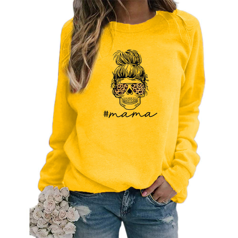 Boy Mama Hoodie Letter Printed Crew Neck Sweatshirt
