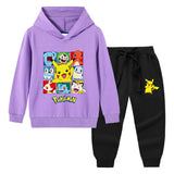 Children Pokemon Pikachu Hoodie & Pant Set Sweater Suit Cotton Trendy