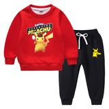 Children Pokemon Pikachu Hoodie & Pant Set Fleece Lined Padded Warm Keeping Winter Clothes Sweatershirt Suit