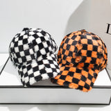 Vintage Check Baseball Cap Black and White Plaid