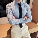 Men Shirts Striped Business Casual Long Sleeve Shirt